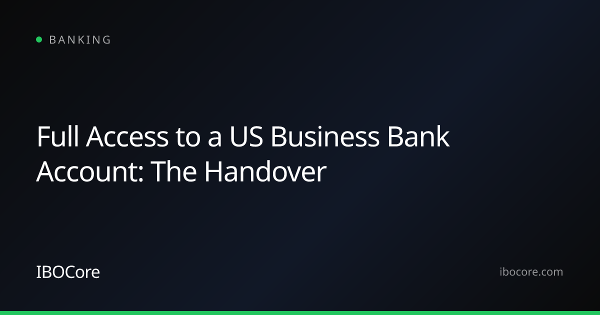 Full Access to a US Business Bank Account: The Handover
