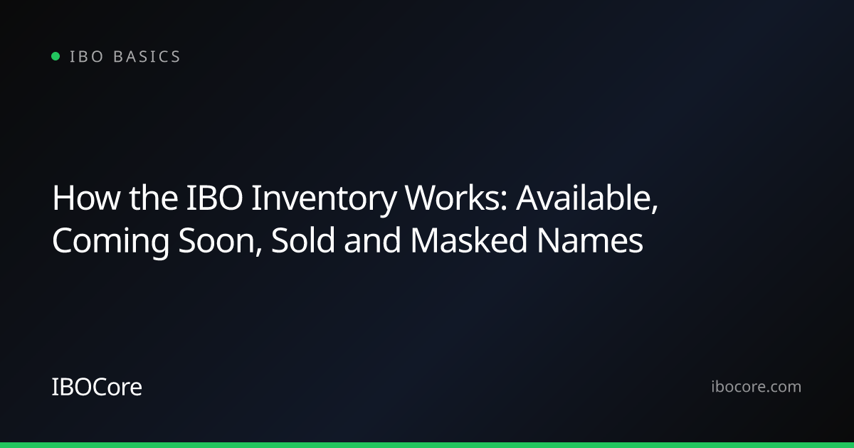 How the IBO Inventory Works: Available, Coming Soon, Sold and Masked Names
